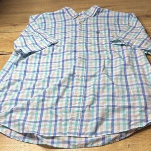 Men's Chaps Blue and White Plaid S/S Shirt Size 2XLT